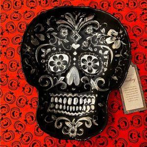 Black and Silver Sugar Skull Dish